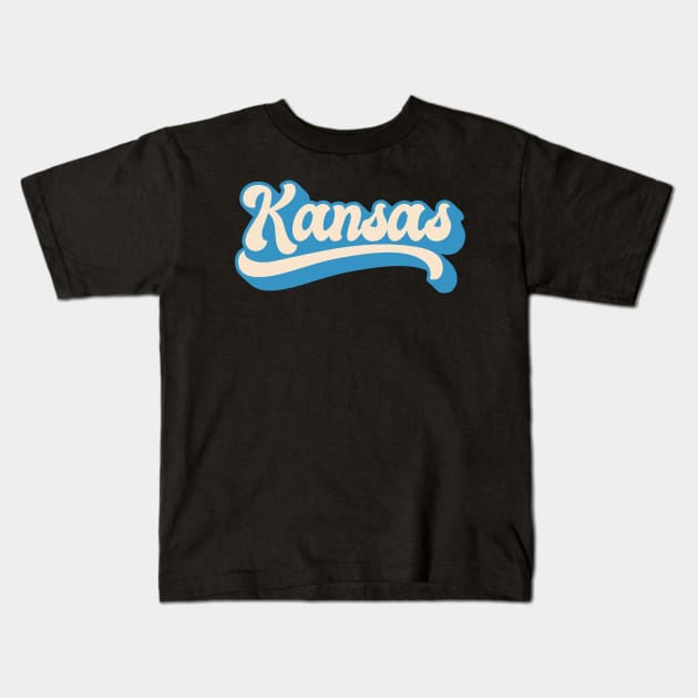 Kansas Retro Kids T-Shirt by SunburstGeo